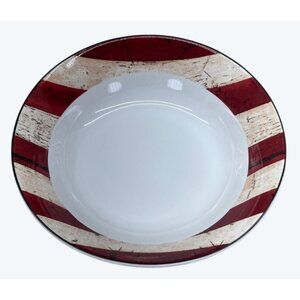 1997 Sakura Warren Kimble Colonial American Flag Round Vegetable Bowl 9 1/4"